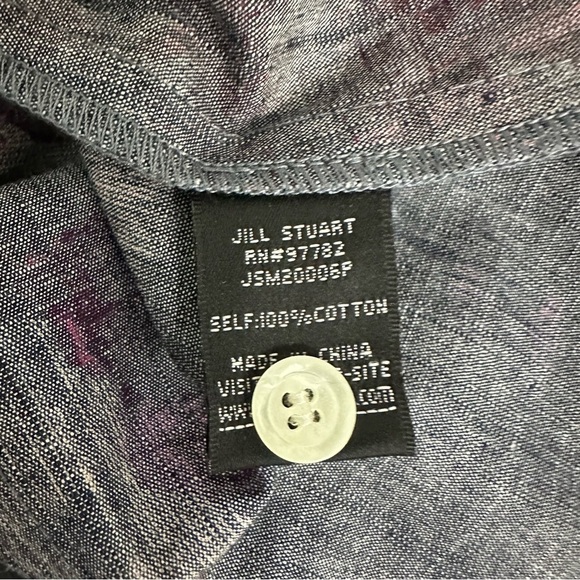 Jill Jill Stuart Chambray Floral Button Up Top Multicolor SZ 2 Long Sleeve NWT - Picture 6 of 10